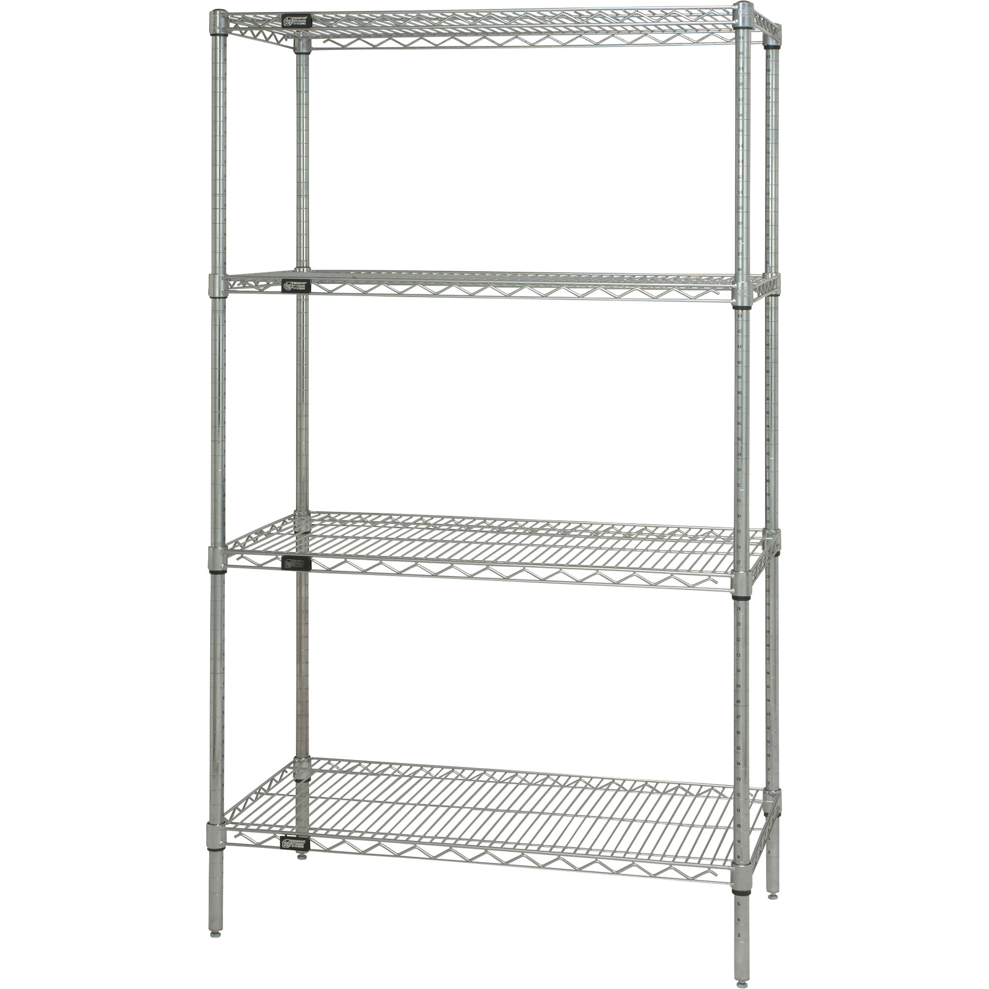 Quantum Chrome Wire Shelving Starter Kit, 36in.W x 14in.D x 74in.H, Model# WR74-1436C